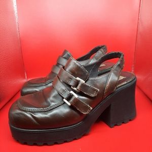 Vintage Lower Eastside Buckle Pull on Platform Clogs